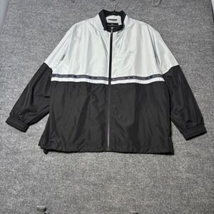 Balenciaga Jacket Mens XL Black Gray Logo Tape Windbreaker Mesh Lined 1610320